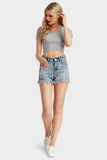 Denim All Over Pearl Shorts