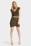 Khaki Wrap Front Mini Skirt