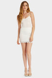 Ivory Lace Trim Mini Skirt