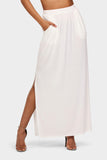 Cream Side Split Maxi Skirt