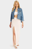 Nude Thigh Split Maxi Skirt