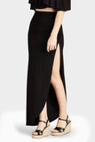 Black Side Split Maxi Skirt