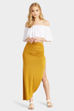 Mustard Side Split Maxi Skirt