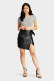 Black Pu Wrap Over Skirt