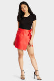 Red Pu Wrap Over Skirt