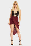 Wine Draped Midi Skirt
