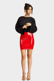 Red Pvc Wetlook Skirt
