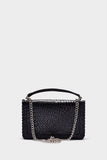Black Weave Silver Chain Shoulder Bag