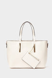 Beige Textured Shopper Bag With Coin Purse