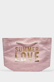 Pink Summer Love Print Beach Bag
