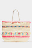Beige Straw Tassel Beach Bag