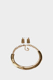 Gold Metal Collar Chain Necklace And Earring Set