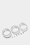Silver Six Pairs Of Stud Pairs And Hoop Earrings Set