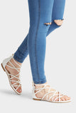 White Lattice Sandal Flats