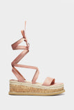Pink Espadrille Wedge Strappy Sandals