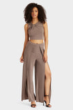 Mocha Wrap Palazzo Trousers