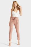 Rose Pink Paper Bag Tie Trousers