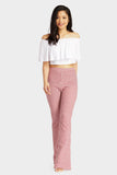 Red Gingham Fit & Flared Trousers