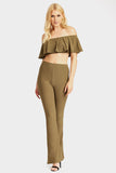 Khaki Fit Flare Trousers