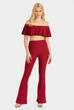 Wine Fit Flare Trousers