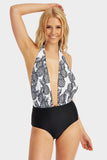 Multi Pineapple Print Plunge Swimsuit